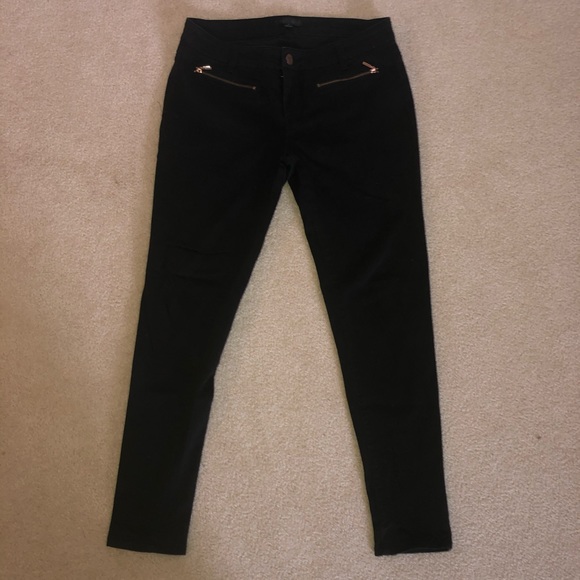 black jeans gold zippers